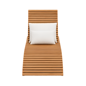 Chaise longue d'extérieur en teck massif réglable, mobilier de piscine pour hôtel, villa, patio - Product Image 2