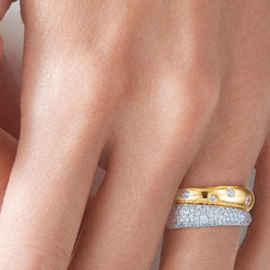 Anillos de Eternidad de Oro Sólido de 18K con Diamantes de Corte Brillante Redondo, Chapados en Rodio, Joyería Clásica Unisex para Bodas - Product Image 2