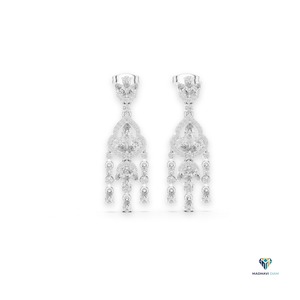 Boucles d'oreilles pendantes élégantes en or blanc 2,01 carats avec diamants de laboratoire en forme de poire, en or massif 14 carats, pour femmes - Product Image 1