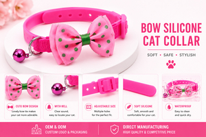 <b>Bow</b> Cat Collar OEM ODM Custom Logo Adjustable Kitten Collar with Bell Direct Manufacturer - Product Image 5