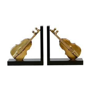 Porte-livres pour étagères en cuivre pur, porte-livres décoratifs en métal en forme de violon - Product Image 1