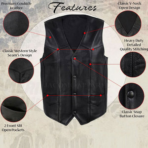 Gilet en cuir véritable pour l'hiver, coupe confortable, conçu pour un usage quotidien, facile à superposer et au style durable. - Product Image 5