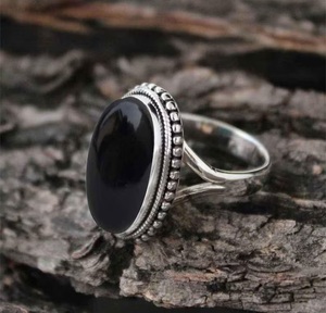 Natural Black Onyx Punk <b>Ring</b> <b>925</b> Sterling <b>Silver</b> Handmade Gemstone Statement <b>Ring</b> for Men Women - Product Image 3