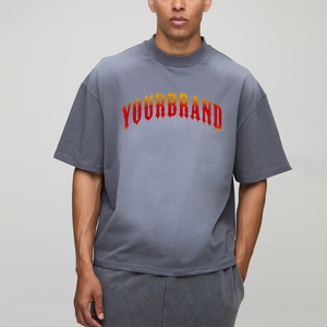 เสื้อยืดผู้ชายคอตตอนคุณภาพสูงทรงโอเวอร์ไซส์ ไหล่ตก ทรงบ็อกซี่ สไตล์สตรีทแวร์ พร้อมส่งขายส่ง - Product Image 3