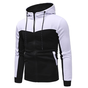 Ensemble survêtement homme personnalisé avec logo, sweat à capuche zippé noir et blanc, pantalon de jogging en molleton, deux pièces, streetwear, sportswear - Product Image 3
