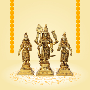 Ídolo de Latón de Lord Murugan con Acabado Dorado, Escultura Tradicional Hecha a Mano para Culto en Templos, Decoración de Mesa para Pooja en el Hogar - Product Image 2