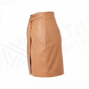 Jupe courte en similicuir à taille haute pour femmes, couleur unie, style sexy, toutes saisons - Product Image 3