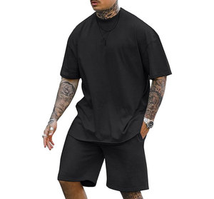 Ensemble T-shirt et short pour homme Micah Corporation, couleur unie, col rond, décontracté, respirant, tricoté, tenue d'été, bleu sarcelle, 100% coton, tendance - Product Image 4