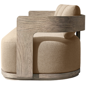 Scandinavian Style Outdoor <b>Sofa</b> Solid Teak <b>Wood</b> <b>Frame</b> Contemporary Lounge Seating Waterproof Cushion for Patio Hotel Villa - Product Image 5