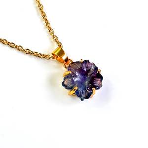 Colgante de flor de fluorita natural tallada, collar de piedras preciosas, colgante de flor de fluorita natural para mujer, para la elaboración de joyas. - Product Image 5