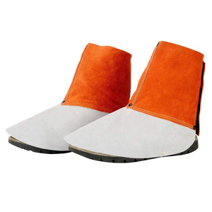 Protège-chaussures de soudage de haute qualité, résistants aux flammes et à la chaleur, en cuir de vachette pleine fleur marron, vêtements de travail de sécurité - Product Image 1
