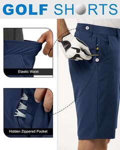 Golf <b>Shorts</b> Wholesale <b>Men's</b> 5 Pocket Quick Dry Stretch Golf <b>Shorts</b> with Zipper Pocket <b>Elastic</b> <b>Waistband</b> Custom Logo - Product Image 5
