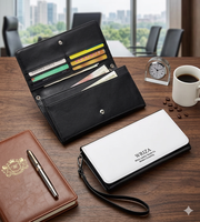 Dompet Pergelangan Tangan Panjang Wriza Slim dari Kulit PU dengan Banyak Slot Kartu dan Desain Dua Warna Modern untuk Gaya Sehari-hari dan Daya Tahan