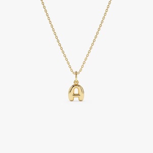 Pendentifs Breloques Personnalisés Lettre Initiale Gonflée en Argent 925 Plaqué Or, Minimalistes, Unisexe, Cadeau - Product Image 1