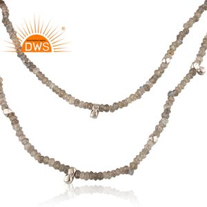 Labradorite Gemstone Beaded Necklace Wholesale Handmade Gold Plated 925 Silver Beads Necklace Jewelry Classic Collection - Product Image 3