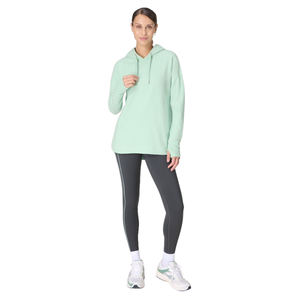 Sweat-shirt à capuche surdimensionné pour femme, vert menthe uni, en coton et bambou tricoté, respirant, manches longues, style automne - Product Image 4
