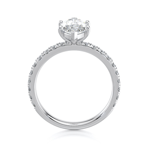 Bague de fiançailles solitaire en or massif 14 carats plaqué rhodium avec diamant de laboratoire taille marquise 1,50 CTW et pavé, certifiée IGI, pour mariée - Product Image 3