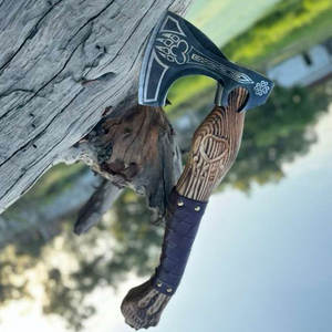 ขวานไวกิ้งแบบนอร์ดิก งานฝีมือดั้งเดิม ด้ามไม้ สำหรับตั้งแคมป์ กิจกรรมกลางแจ้ง และงานไม้ - Product Image 5