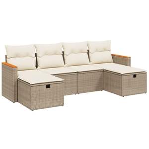 Beige and <b>Cream</b> White Outdoor Garden <b>Sofa</b> <b>Set</b> - Product Image 2