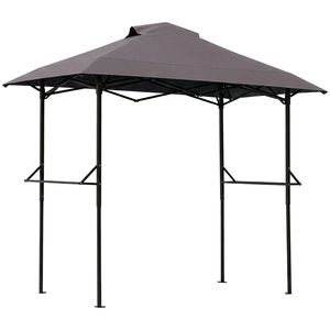 Gazebo Pieghevole 5x8FT Grigio Scuro in Poliestere con Tettoia e Ventilazione, Telaio Verniciato a Polvere Nera, Doppia Rete per Cortile - Product Image 1