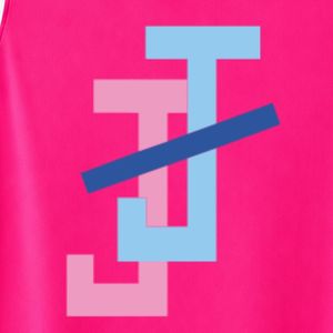 เสื้อกล้ามบาสเก็ตบอลปักโลโก้ JJ สีชมพูร้อนแรง คอวี แขนกุด แต่งขอบสีขาว สำหรับฝึกซ้อมบาสเก็ตบอล - Product Image 3