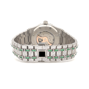 Reloj de Lujo para Hombre con Esfera Analógica Verde HipHop, Movimiento de Cuarzo, Diamantes VVS y Moissanita, Cristal, Correa de 41 mm, Precio Bajo, Oferta - Product Image 5