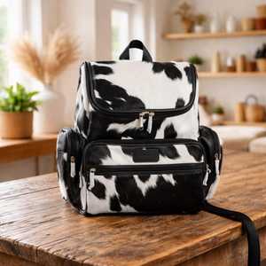 Fashion Cowhide Leather Hair On Backpack Travel Laptop Rucksack Vintage School Bag Durable Handmade LHBP-0043 - Product Image 1