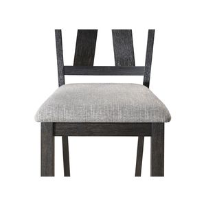 Set di 2 Sedie da Pranzo in Stile Cottage, Design Transizionale, Mobili in Legno con Seduta Imbottita in Tessuto Grano-Carboncino per Sala da Pranzo - Product Image 5