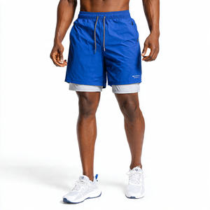 Shorts de sport double couche OEM pour femmes, shorts athlétiques 2 en 1 personnalisés avec cordon de serrage à la taille, shorts de course double couche pour hommes - Product Image 2