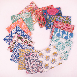 Colorful Cotton Bandana Indian Handmade Block Printed Floral Eco-Friendly <b>Tie</b> <b>Back</b> Scarf Lightweight Airflow Breathable - Product Image 1