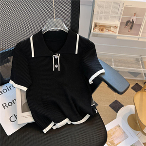 เสื้อยืดคอเต่าแขนสั้นแบบสั่งทำ แฟชั่นทันสมัย เนื้อผ้าถักบาง พิมพ์ลาย ระบายอากาศได้ดี โพลีเอสเตอร์ ฟรีไซส์ ทรงหลวม - Product Image 2