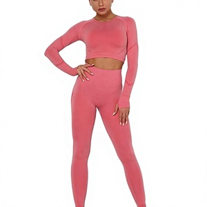 Custom Logo 3 Piece Yoga Set Nylon Spandex Long Sleeve Zip Jacket Sports Vest <b>High</b> <b>Waist</b> <b>Flared</b> Pants Workout Gym Fitness Wear - Product Image 1