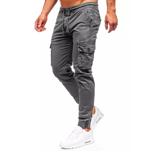 Pantalon de survêtement cargo gris pour homme, taille élastique avec cordon de serrage, décontracté, plusieurs poches, idéal pour l'automne - Product Image 2