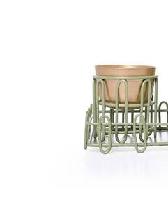 Juego de incensarios metálicos de diseño de jaula al por mayor, de lujo, en oro y verde salvia, con tarro de almacenamiento y bandeja a juego. - Product Image 2