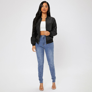 Blouson Bomber en Coton pour Femme de Haute Qualité, Coupe Oversize Courte, Style Aviateur Uni, Imperméable, Hiver, Streetwear Tendance, Vente en Gros - Product Image 5