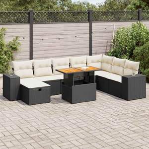 Divano da giardino Beige nero e grigio chiaro con cuscini eleganti - Product Image 1