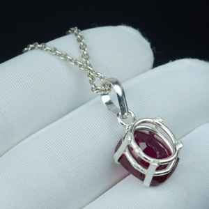 Pendentif unique en rubis rouge taille coussin 18 carats en argent sterling 925, collier bijou pierre précieuse de guérison - Product Image 3