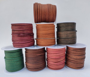 Antique plat cordon en cuir véritable peau de vache Vintage dentelle fabrication de bijoux artisanat tressage nouage breloques résultats en gros - Product Image 2