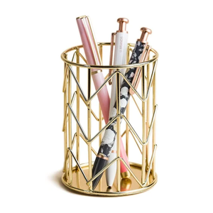 Organisateur de papeterie en laiton, support à stylos, pot décoratif pour fournitures de bureau, porte-stylos personnalisé en fil de laiton massif carré - Product Image 6