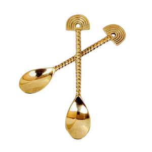 Cucharas de Té de Latón Hechas a Mano con Forma de Corazón, Cucharas de Postre y Cena Doradas para Mesa - Product Image 2