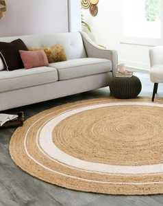 Tapis en jute à motif géométrique, lavable, 100% naturel, pour chambre à coucher et salon - Product Image 2