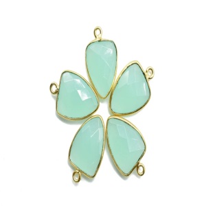 925 Sterling <b>Silver</b> DIY Jewelry Wholesale Faceted Blue Chalcedony Trillion Gemstone Gold Bezel Fine Pendants Classic Unisex - Product Image 3