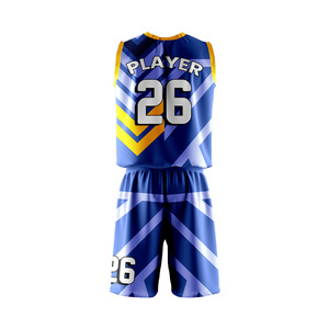 Uniformes de basketball personnalisés imprimés 100% polyester/spandex respirants, anti-humidité, séchage rapide, col en V, grandes tailles, sans manches - Product Image 3