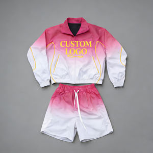 Unisex Solid Lightweight Tracksuit Set Full Sleeve <b>Zipper</b> Jacket Drawstring Shorts Quick Dry Sporty Design Spring Adult - Product Image 1