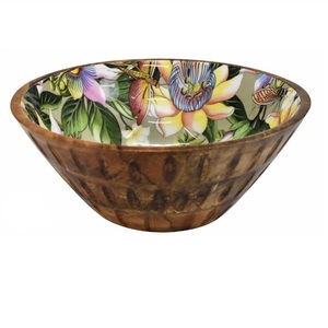 Tazón Decorativo Hecho a Medida con Acabado Esmaltado, Vajilla para el Hogar y Hoteles, Decoración Rústica, Tazón de Madera - Product Image 1