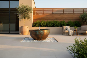 Fontaine d'eau extérieure artisanale en cuivre, bol décoratif pour jardin, patio, bassin d'eau décoratif pour la décoration paysagère de la maison - Product Image 5