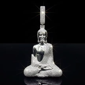 จี้พระพุทธรูปประดับเพชรโมอิสซาไนต์แบบสั่งทำพิเศษสำหรับผู้หญิงผู้ชาย เครื่องประดับอัญมณีชั้นดี - Product Image 3