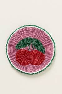Colorful Fruit <b>Beaded</b> Modern Durable Round Handmade <b>Coaster</b> Set Lemon Cherry Orange Drink <b>Coasters</b> Table Decor HK EXPORTS - Product Image 2