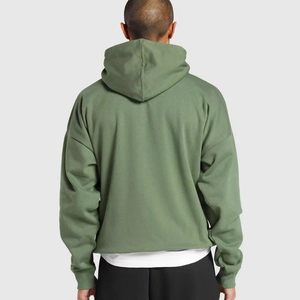 Sweat à capuche zippé vert olive pour homme, coupe classique, en molleton, décontracté, couleur unie, avec poches, idéal pour l'automne - Product Image 3