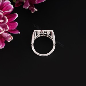 Bague Vintage de Luxe avec Grappe de Diamants 0,50 Ct, Diamants Naturels, Sertissage à Griffes, Plaqué Rhodium, Argent Sterling 925, Bijoux Fins OEM - Product Image 5